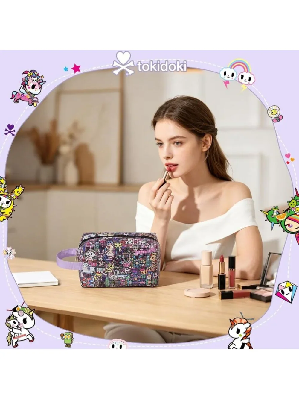 Compact Waterproof Makeup Bag | Travel Toiletry Organizer with Carry Handle
